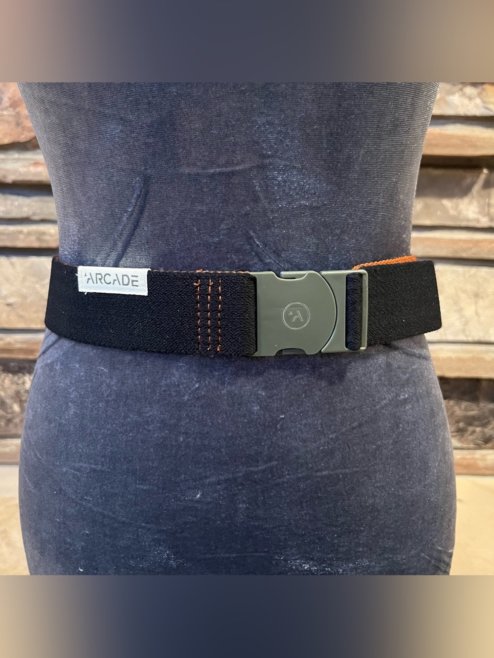 Arcade Black Elastic Belt with Grey Buckle
